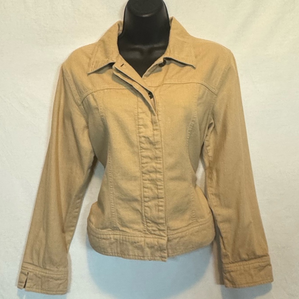 B-74 Susan Bristol Cream Long Sleeve Denim Jean Jacket Size M
